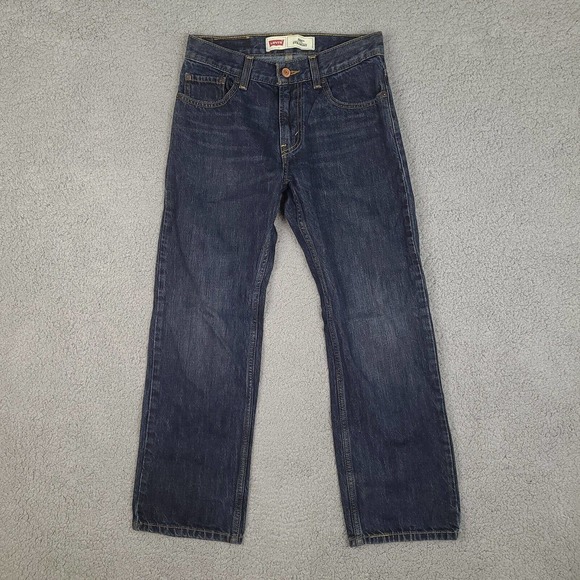 Levi's 505‎ Jeans Boys Size 14 Reg 27x27 Blue Straight Dark Wash Denim - Picture 1 of 11